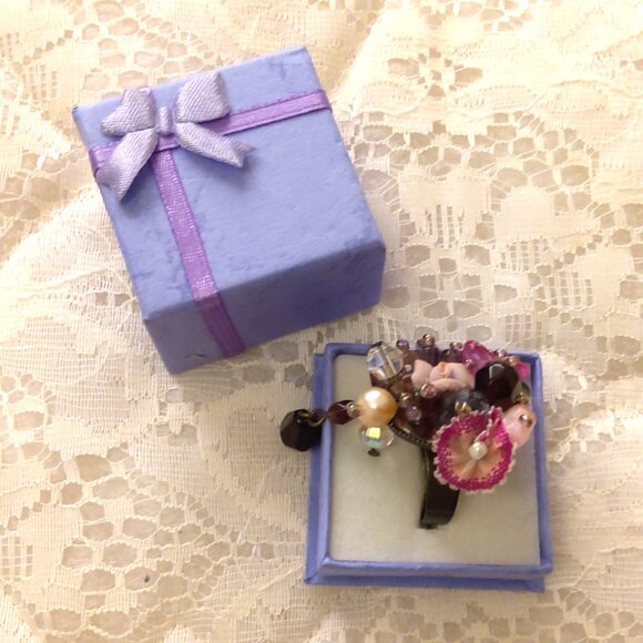 VTG NWOT Girls Women’s Floral Design Adjustable Vintage Copper Ring - Picture 5 of 9